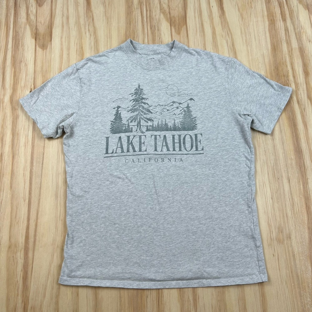 Abercrombie Fitch Women's Small A&F Essentials Boyfriend Tee Gray Lake Tahoe